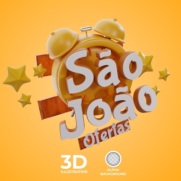 PSD grátis são joão com alerta de venda ilustração 3d