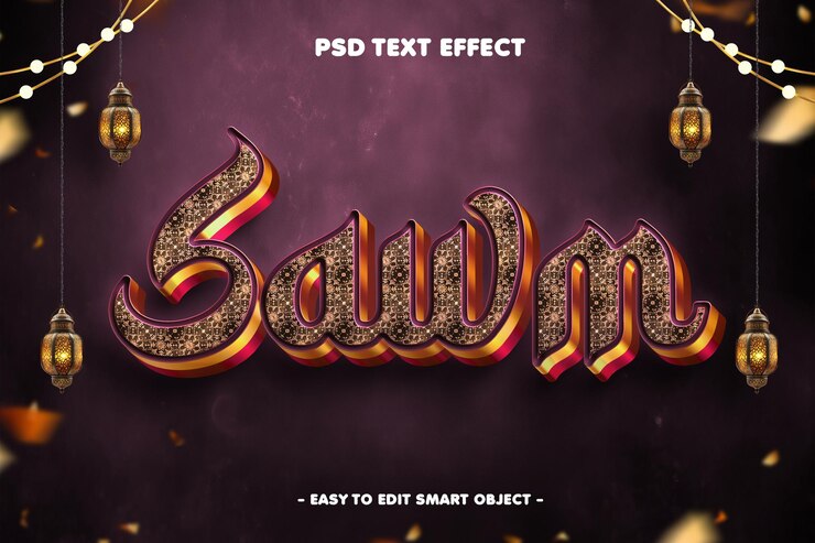 PSD grátis sawm ramadan kareem efeito de texto editável