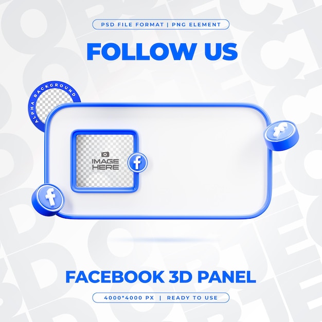 PSD grátis segue-nos no perfil do facebook mídia social renderização 3d isolada para composição