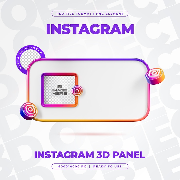 PSD grátis segue-nos no perfil do instagram mídia social renderização 3d isolada para composição
