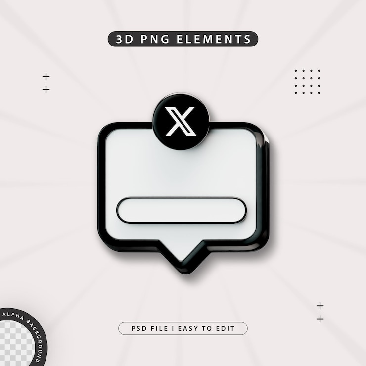PSD grátis segue-nos no twitter ícones de elementos de banner renderização 3d isolada