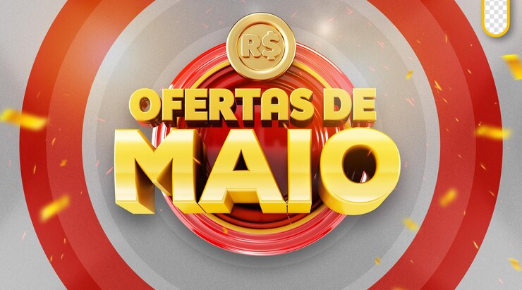 PSD grátis selo 3d maio promoção descontos especiais mês de maio supermercado oferece maio descontos brasil