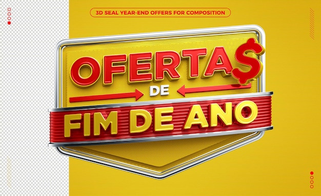 Selo 3d para ofertas de varejo de ano novo no brasil