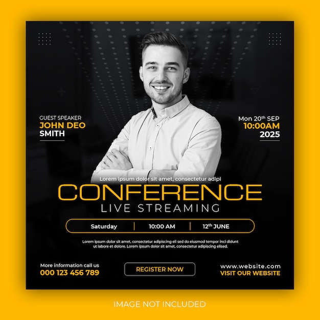 Seminário on-line ao vivo de marketing digital e modelo de postagem em mídia social corporativa