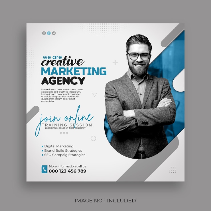 PSD grátis seminário on-line ao vivo de marketing digital e modelo de postagem em mídia social corporativa