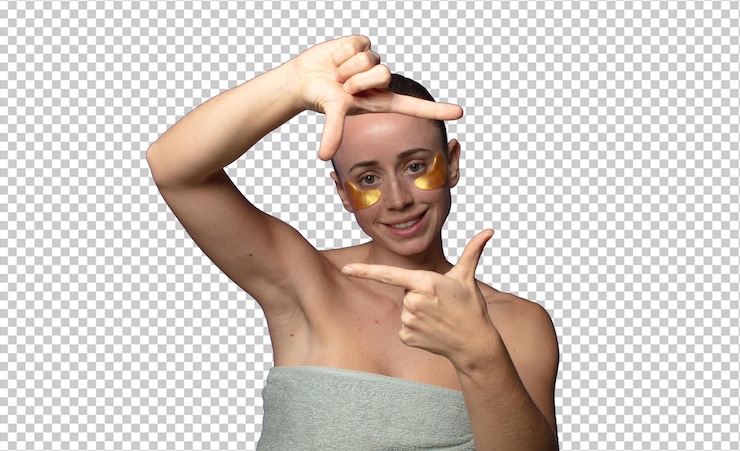 PSD grátis sentir-se feliz, amigável e positivo, sorrir e fazer um retrato ou uma moldura para fotos com as mãos