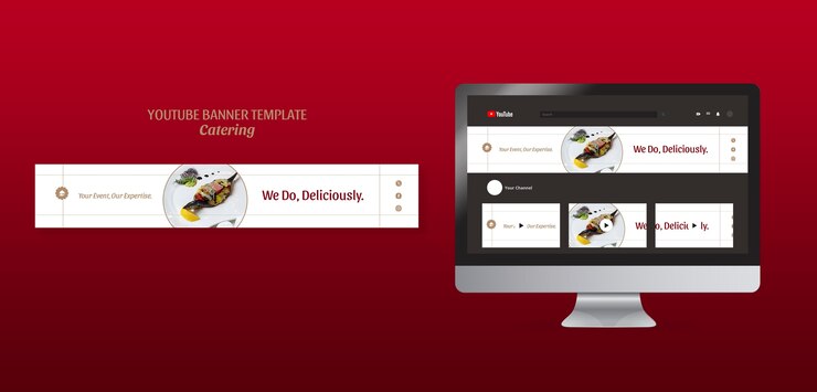 PSD grátis serviço de catering de design plano banner do youtube