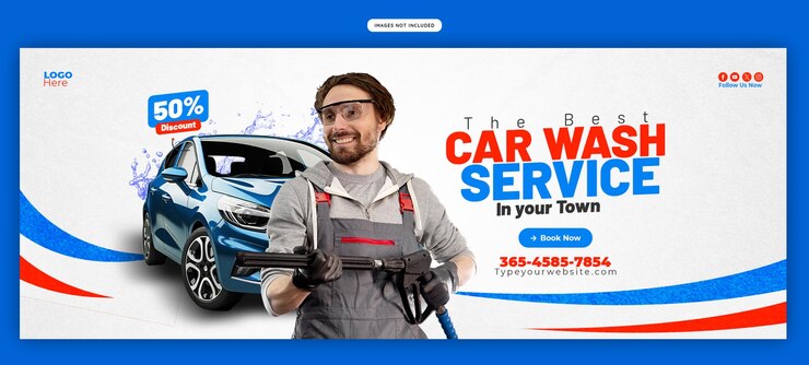 PSD grátis serviço de lavagem de carros e detalhamento facebook modelo de postagem de capa ou banner
