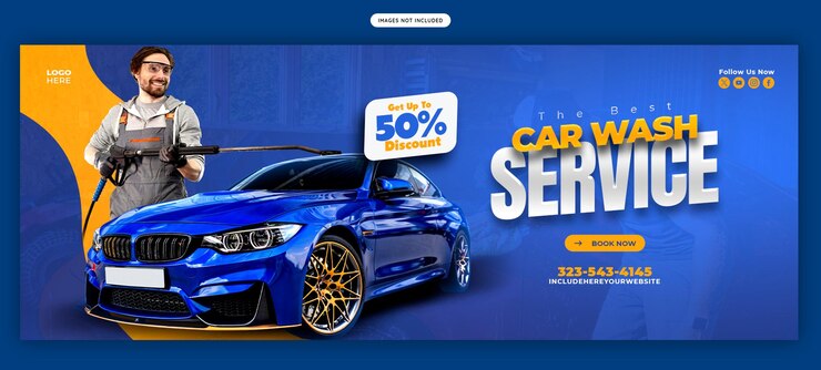 PSD grátis serviço de lavagem de carros e detalhamento facebook modelo de postagem de capa ou banner