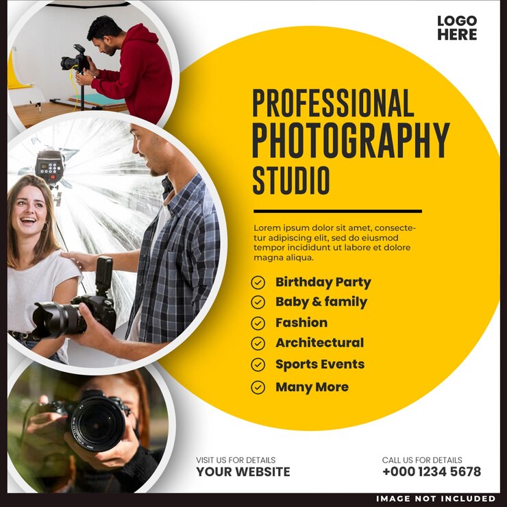 PSD grátis serviços de fotografia quadrado postagem de mídia social e modelo de design de banner da web