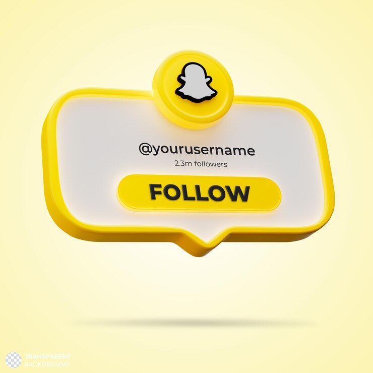 PSD grátis siga-nos nas redes sociais do snapchat banner de renderização 3d