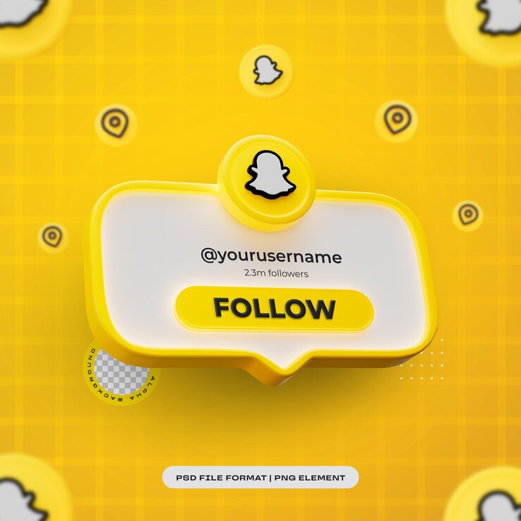PSD grátis siga-nos no perfil do snapchat mídia social renderização 3d isolada para composição