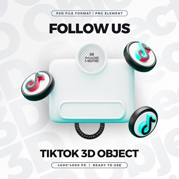 PSD grátis siga-nos no perfil do tiktok mídia social renderização 3d isolada para composição