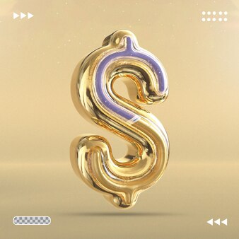 Símbolo dolla ouro estilo renderização em 3d