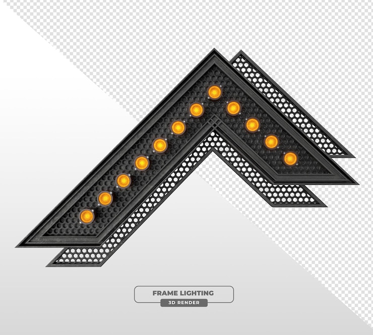 PSD grátis sinal de flecha com luzes iluminadas para direção e decoração