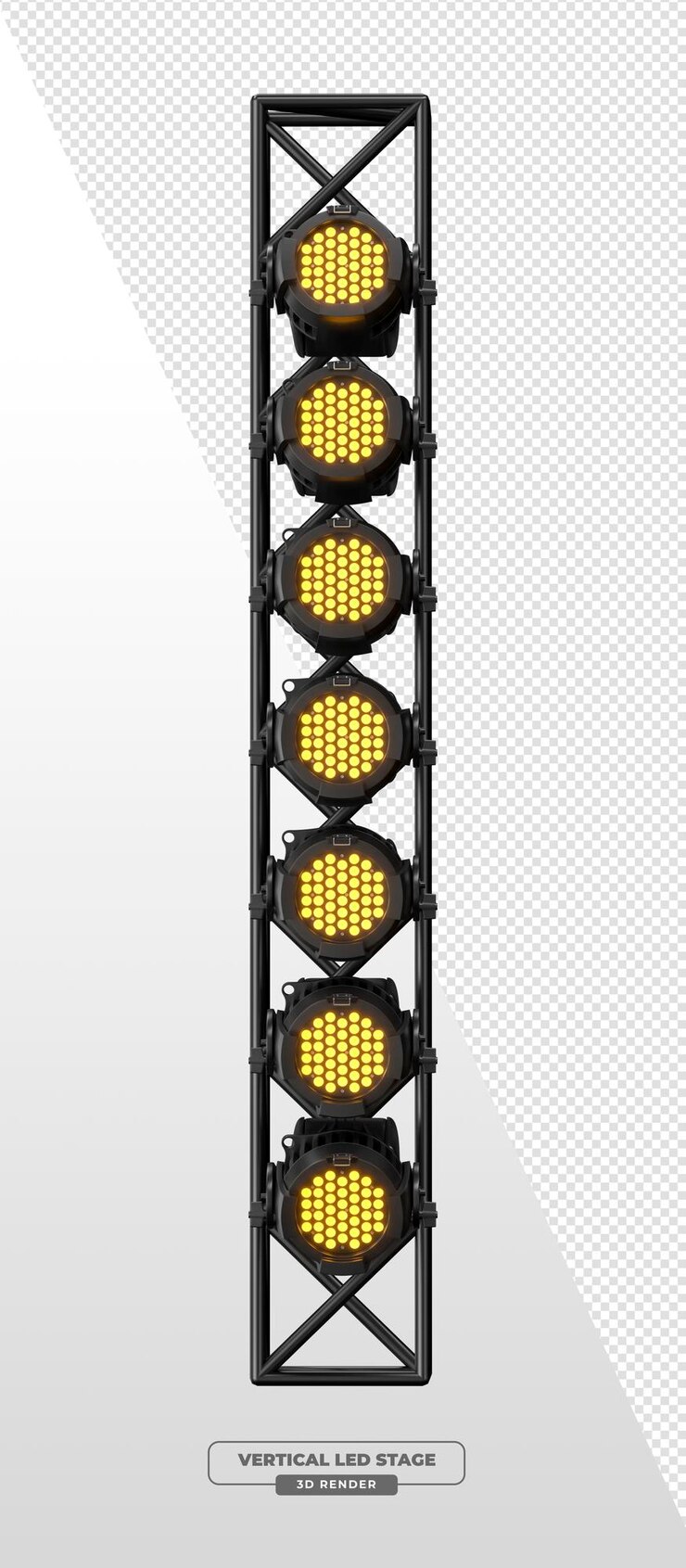 PSD grátis singlecolumn truss tower com spotlights de palco led amber em renderização 3d