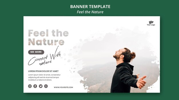 Sinta o banner horizontal do modelo de natureza