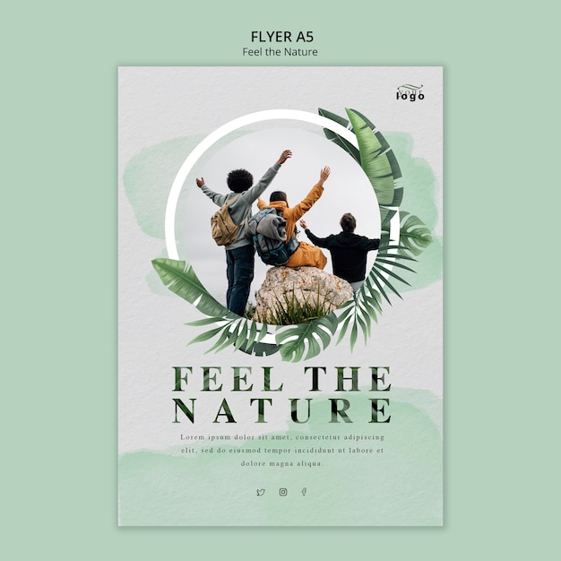 Sinta o design de folheto da natureza