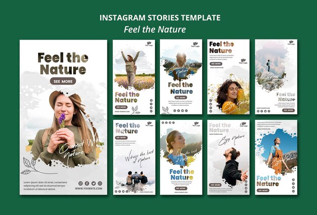 Sinta o modelo de histórias do instagram da natureza