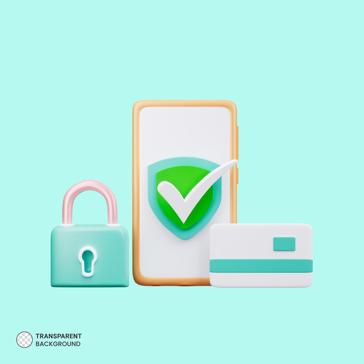 PSD grátis smartphone com escudo de proteção e ilustração 3d de cadeado