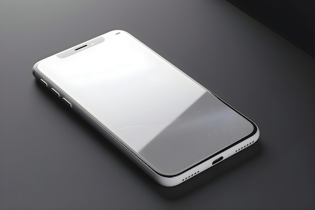 Smartphone com tela em branco isolada em fundo preto renderização 3d