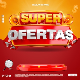 Social media 3d label super oferece composição para supermercado em geral campanha do brasil