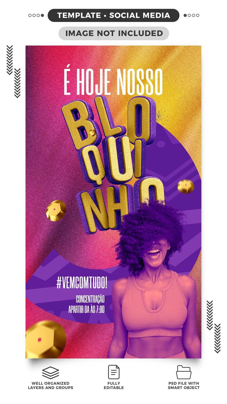 PSD grátis social media stories carnaval é hoje nosso bloco de carnaval