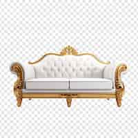 PSD grátis sofá branco e dourado de luxo png isolado em fundo transparente