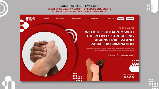 Solidariedade para pessoas que lutam contra o racismo página de destino