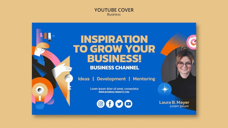 PSD grátis soluções de negócios capa do youtube