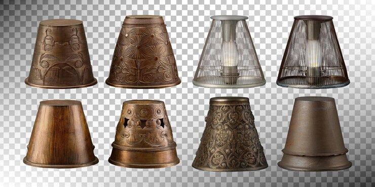 PSD grátis sombras de lâmpadas decorativas de diversos desenhos e materiais