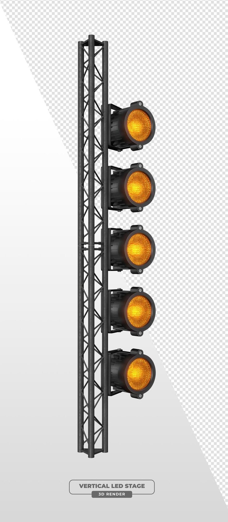 PSD grátis spotlights de palco montados lateralmente em truss vertical em renderização 3d