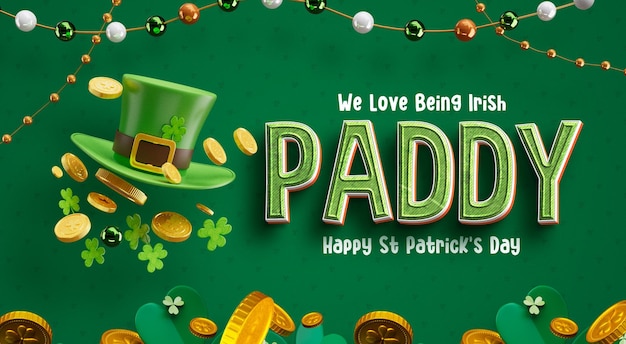 PSD grátis st patrick's day efeito de texto editável