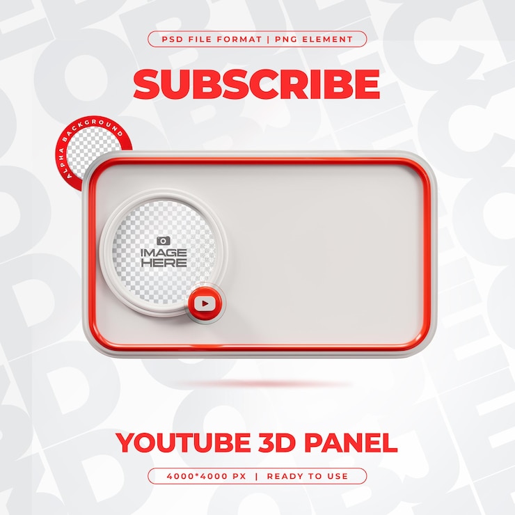 PSD grátis subscribe on youtube profile mídia social renderização 3d isolada para composição