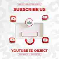 PSD grátis subscribe youtube banner element icon isolado renderização 3d