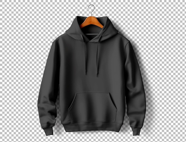 Sweatshirt com capuz preto isolado transparente de fundo vestuário vestuário de moda vestuário p