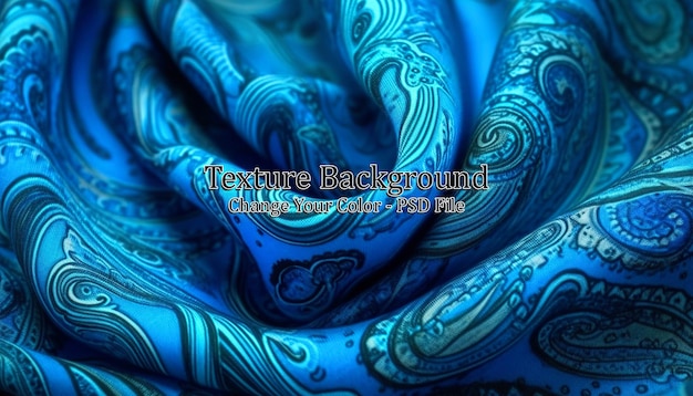 Tecido de chiffon de seda paisley azul com imagem gerada por ia