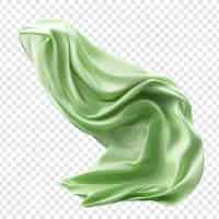 PSD grátis tecido de seda verde voador isolado em fundo transparente