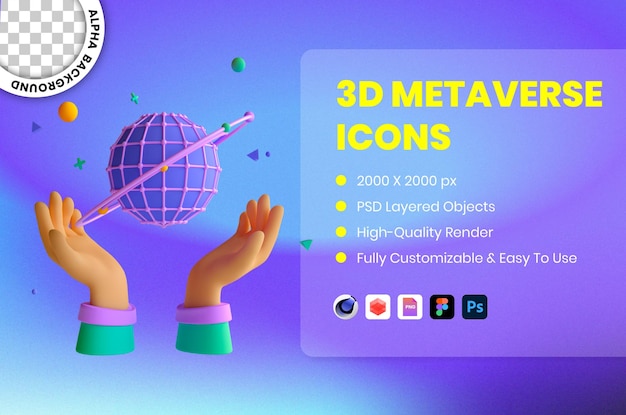 PSD grátis tecnologia de metaverso de ilustração de ícone 3d