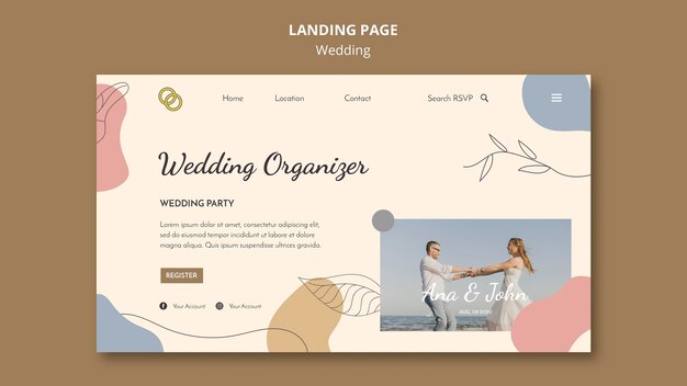 Tema da página de destino do casamento