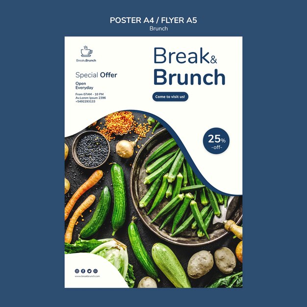 Tema de brunch para design de modelo de cartaz