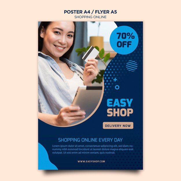 Tema de cartaz on-line de compras