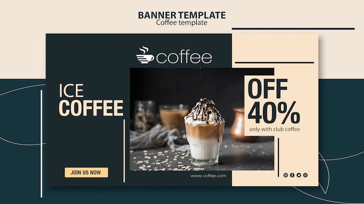 PSD grátis tema de modelo de banner com café