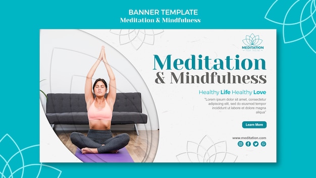 PSD grátis tema de modelo de banner de meditação