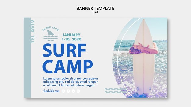 Tema de modelo de banner de surf