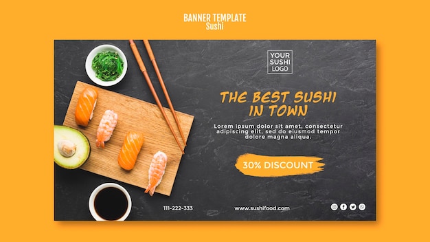 PSD grátis tema de modelo de banner de sushi