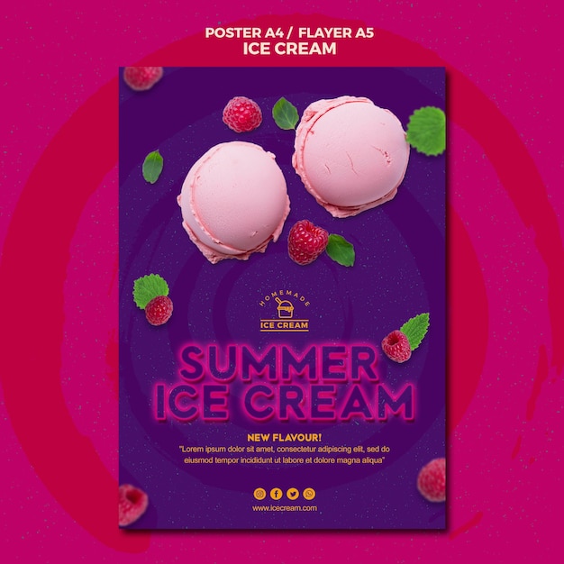 PSD grátis tema de modelo de cartaz de sorvete