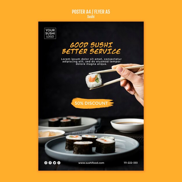 Tema de modelo de cartaz de sushi