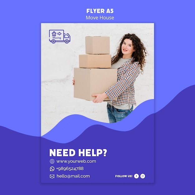Tema de modelo de folheto - mover casa