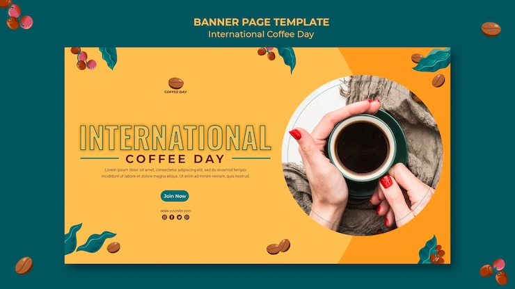PSD grátis tema do banner do dia internacional do café